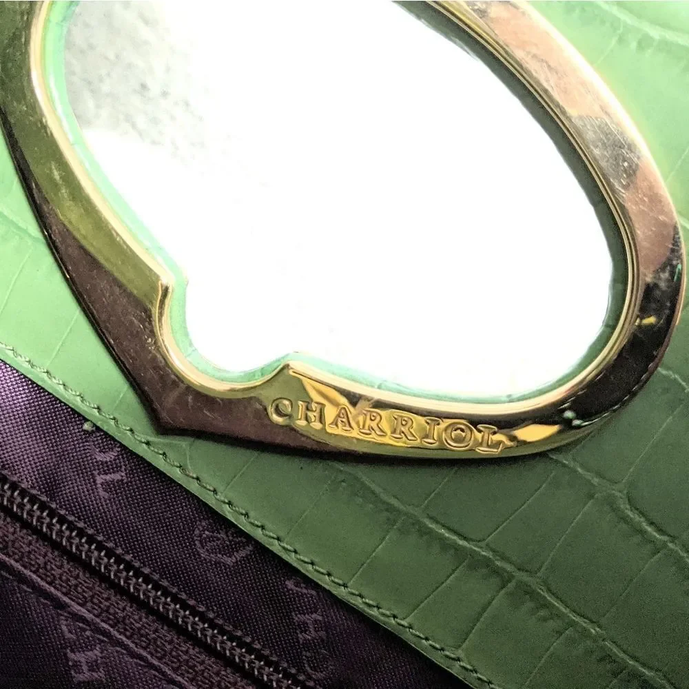 CHARRIOL Green Croc Embossed Tote Bag